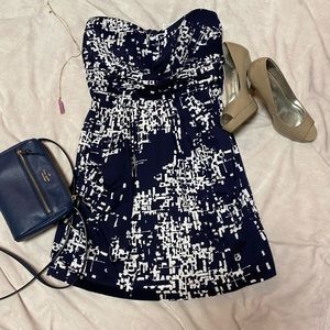 Rue 21 Navy & White Strapless Dress